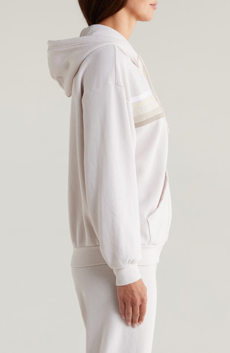 Aviator Nation 5-Stripe Zip Hoodie, Alternate, color, Dove Grey/White Grey