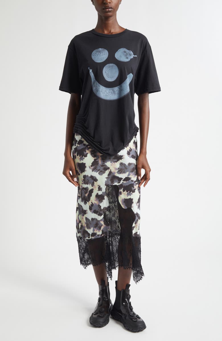 Collina Strada Hiss Crepe & Lace Midi Skirt, Alternate, color, Snow Leopard