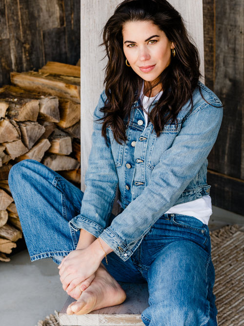 Able Madelin Cropped Jacket In Light Indigo Wash