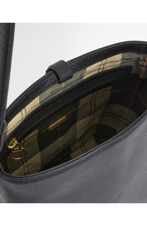 Barbour Cedar Leather Bucket Tote In Black