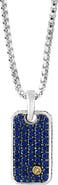 EFFY Sterling Silver & 18K Yellow Gold Pavé Sapphire Dog Tag Pendant Necklace