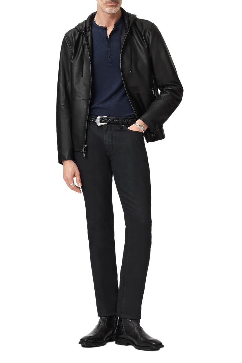 Niko Leather Hoodie, Alternate, color, BLACK