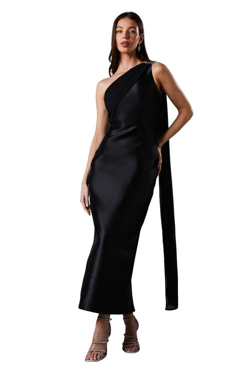 Coast One Shoulder Twill Gown In Gold