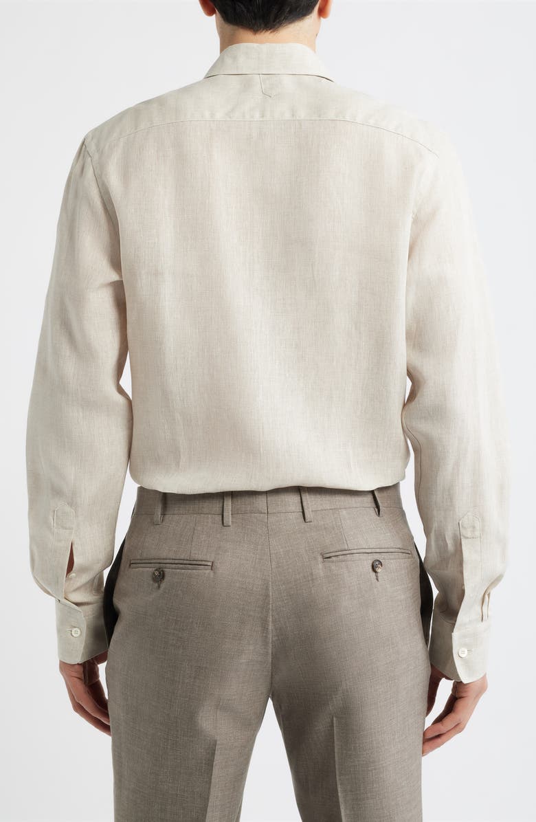 Canali Regular Fit Linen Button-Up Shirt, Alternate, color, Beige