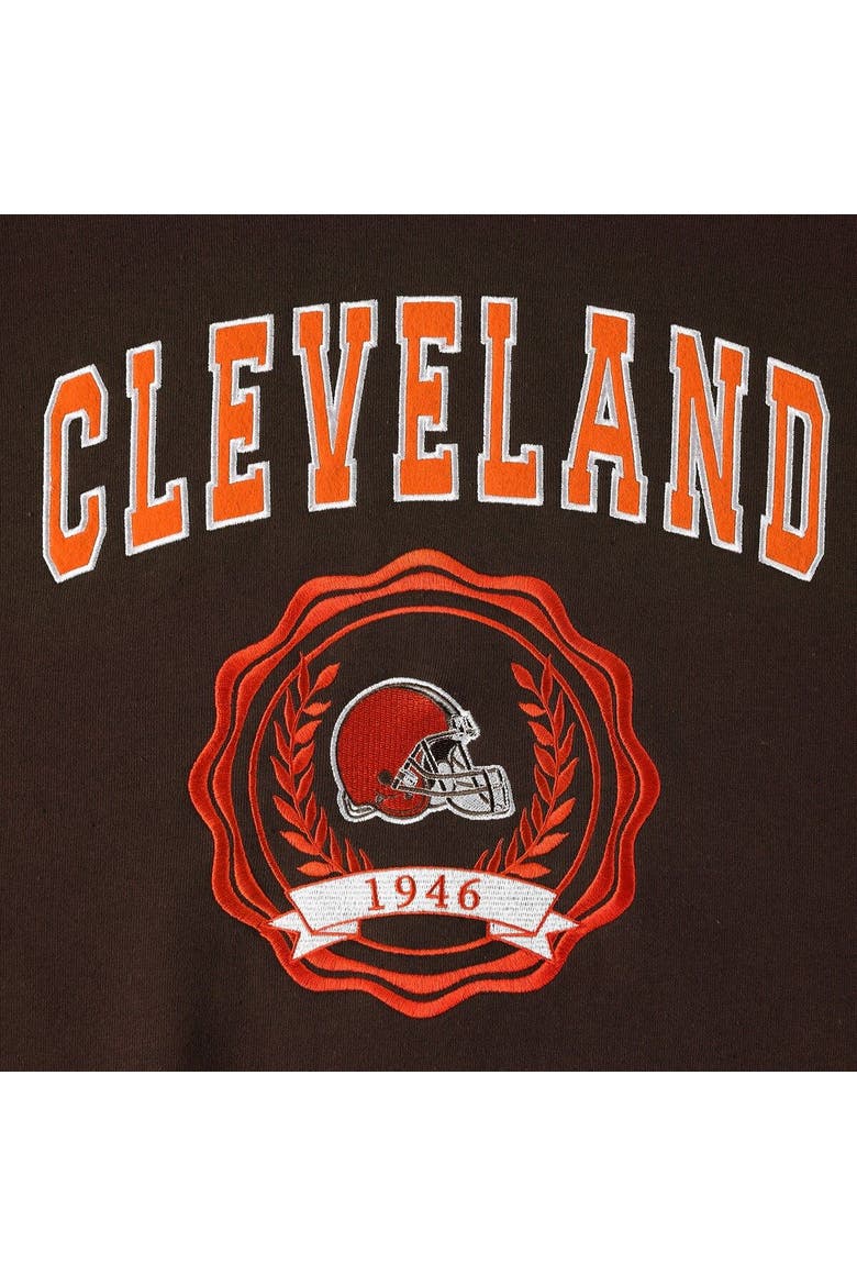 Women's Tommy Hilfiger Brown Cleveland Browns Becca Drop Shoulder Pullover Hoodie, Alternate, color, Brown