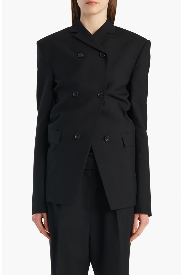Rolo Double Breasted Wool & Silk Jacket, Main, color, BLACK