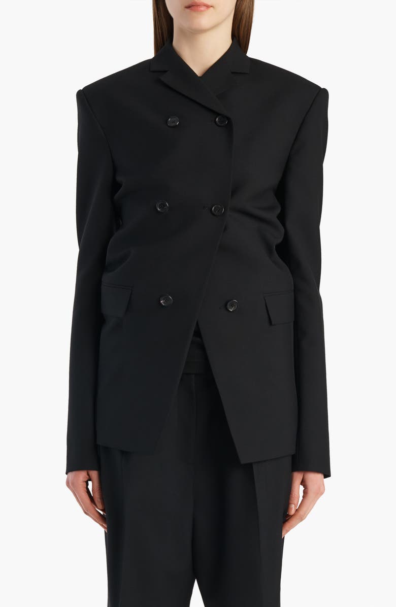 Khaite Rolo Double Breasted Wool & Silk Jacket, Main, color, Black