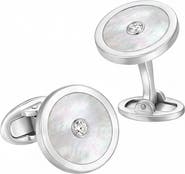 Jan Leslie Gemstone and Diamond Sterling Silver Round Cufflinks