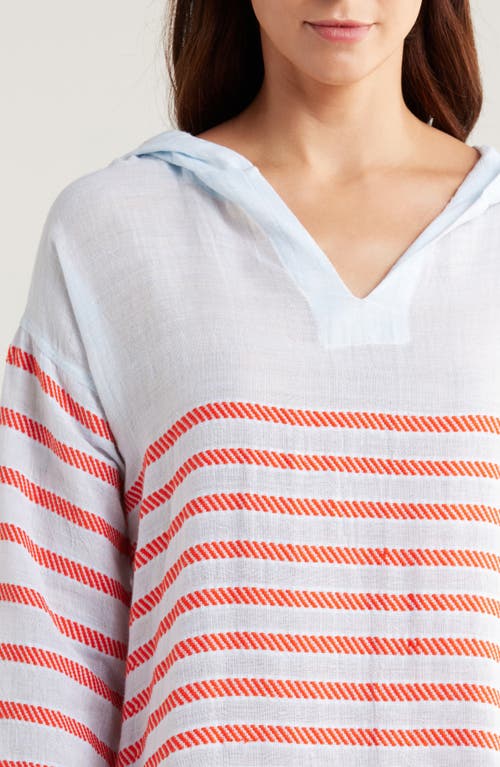 Lemlem Henok Stripe Cotton Blend Hoodie Caftan In Tiki Skypop