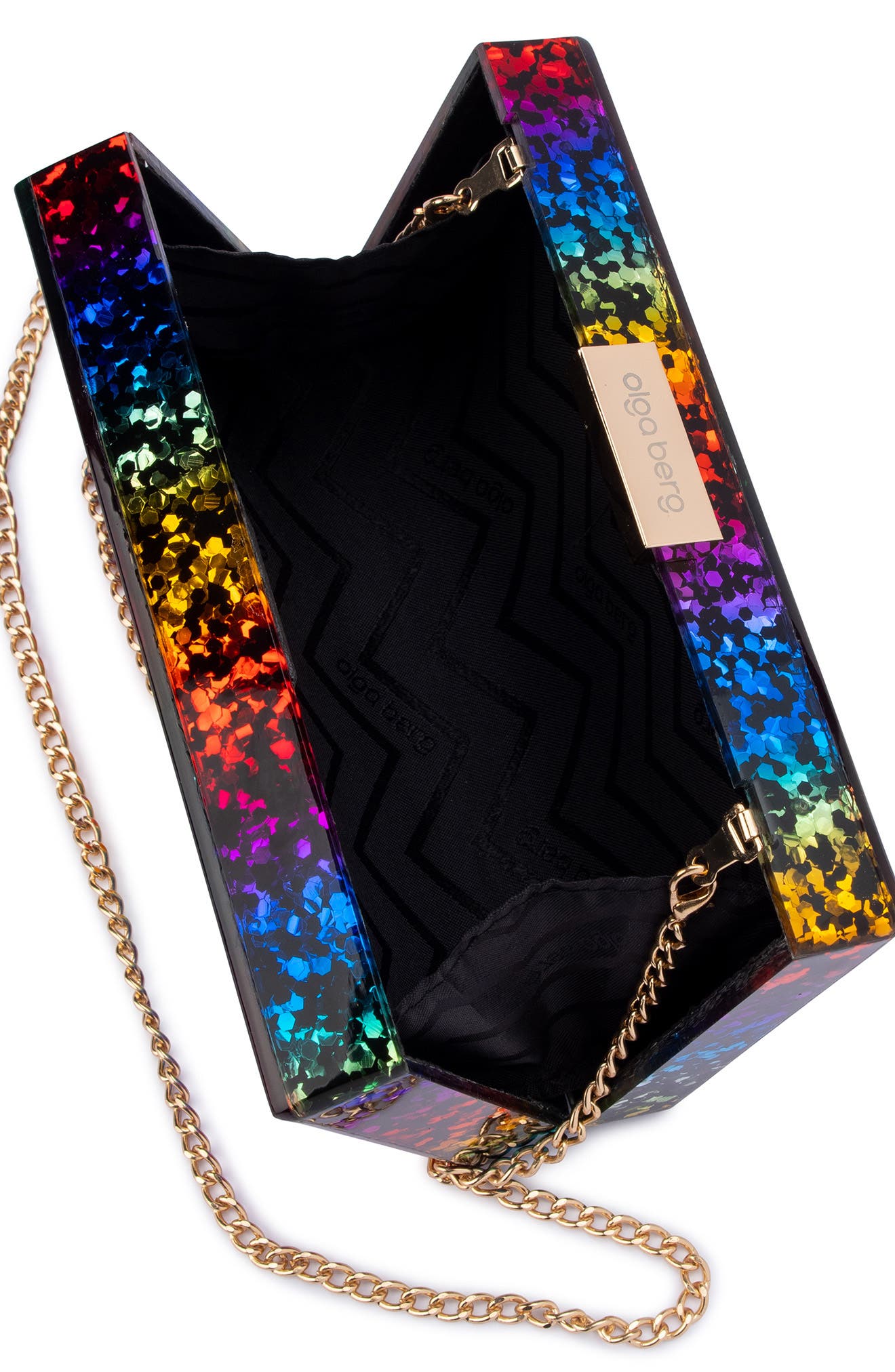Mardi Gras Rainbow Glitter Clutch, Alternate, color, RAINBOW