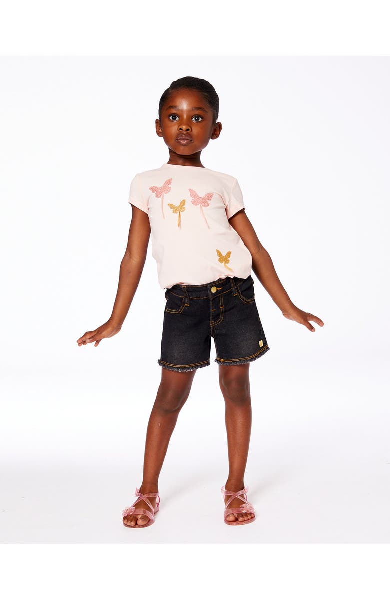 Deux par Deux Girl's Organic Cotton Top With Applique Pink With Sparkling Butterfly, Alternate, color, 