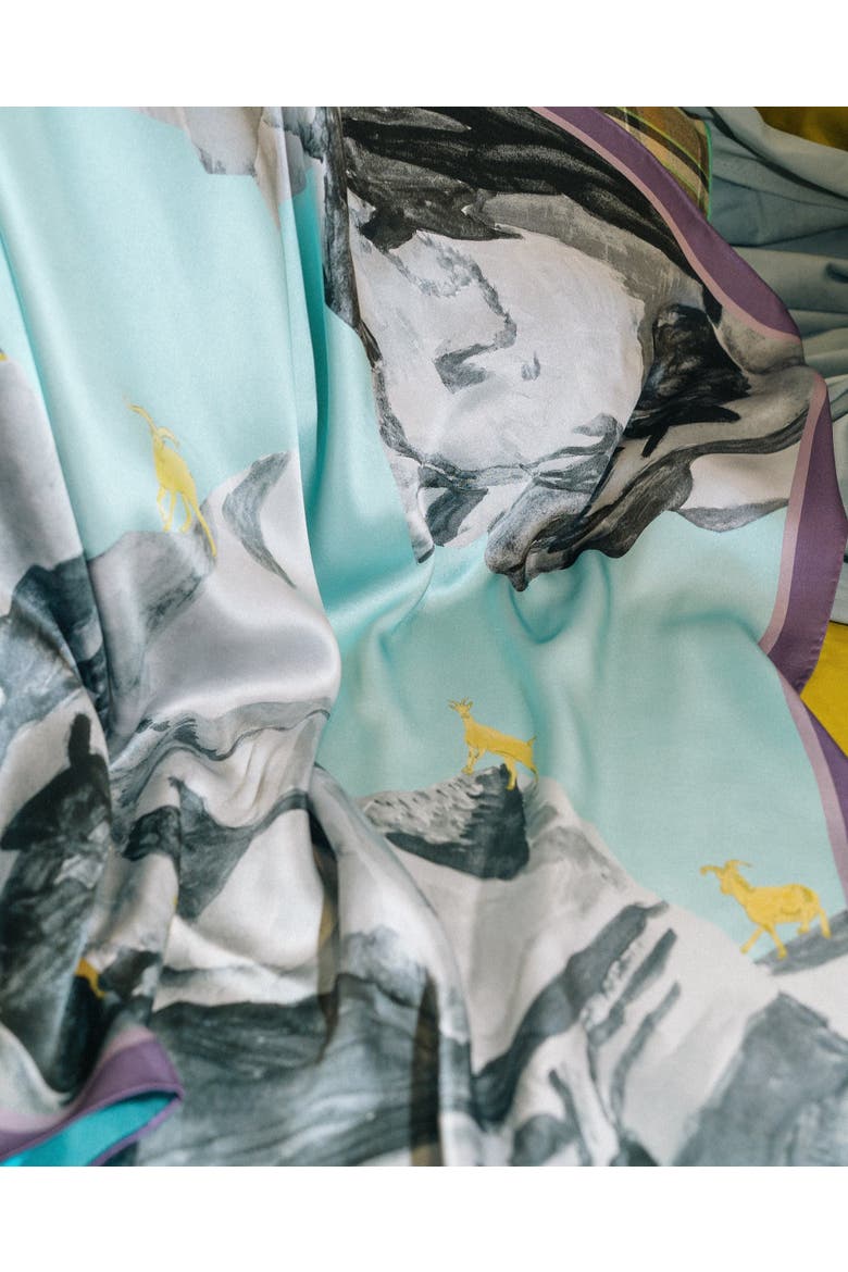 "Himalaya" Large Silk Scarf, Alternate, color, Green Purple