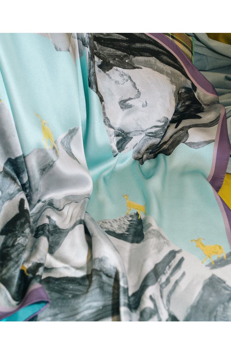 Lost Pattern "Himalaya" Large Silk Scarf, Alternate, color, Green Purple