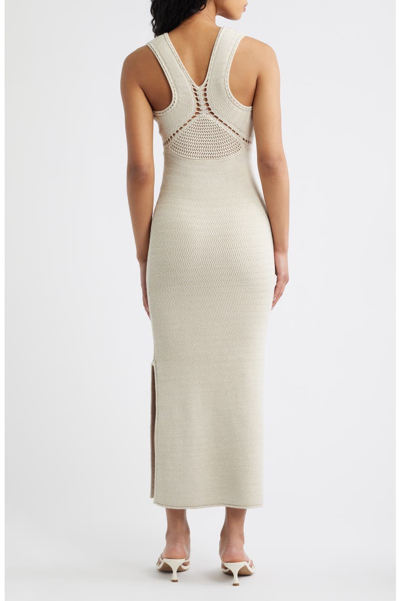 Melanie Crochet Body-Con Midi Dress, Alternate, color, ALMOND/ WHITE