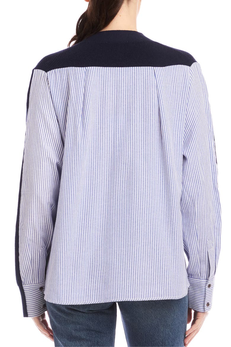 Celine Mixed Media Cardigan, Alternate, color, NAVY