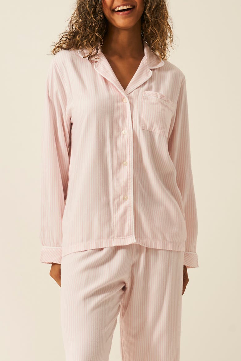 Ecovero Long Sleeve Pyjama Top, Alternate, color, Pink Stripe
