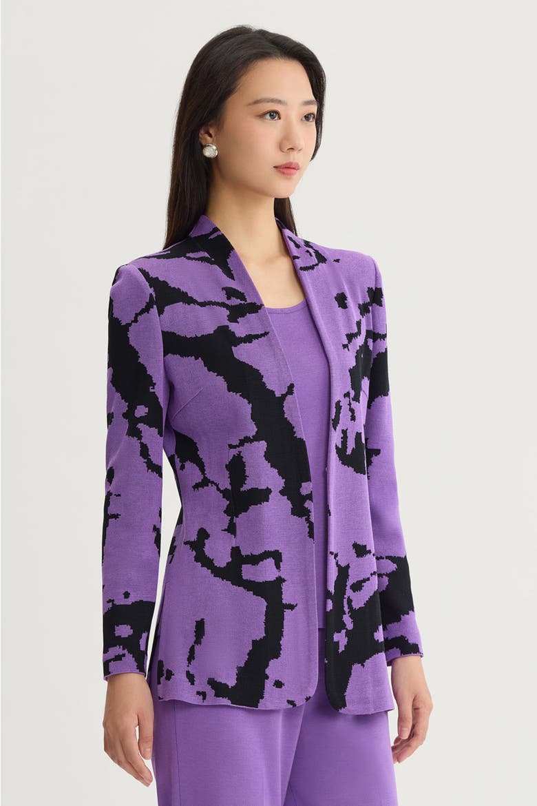 Abstract Jacquard Knit Jacket, Alternate, color, Sunset Purple/Black