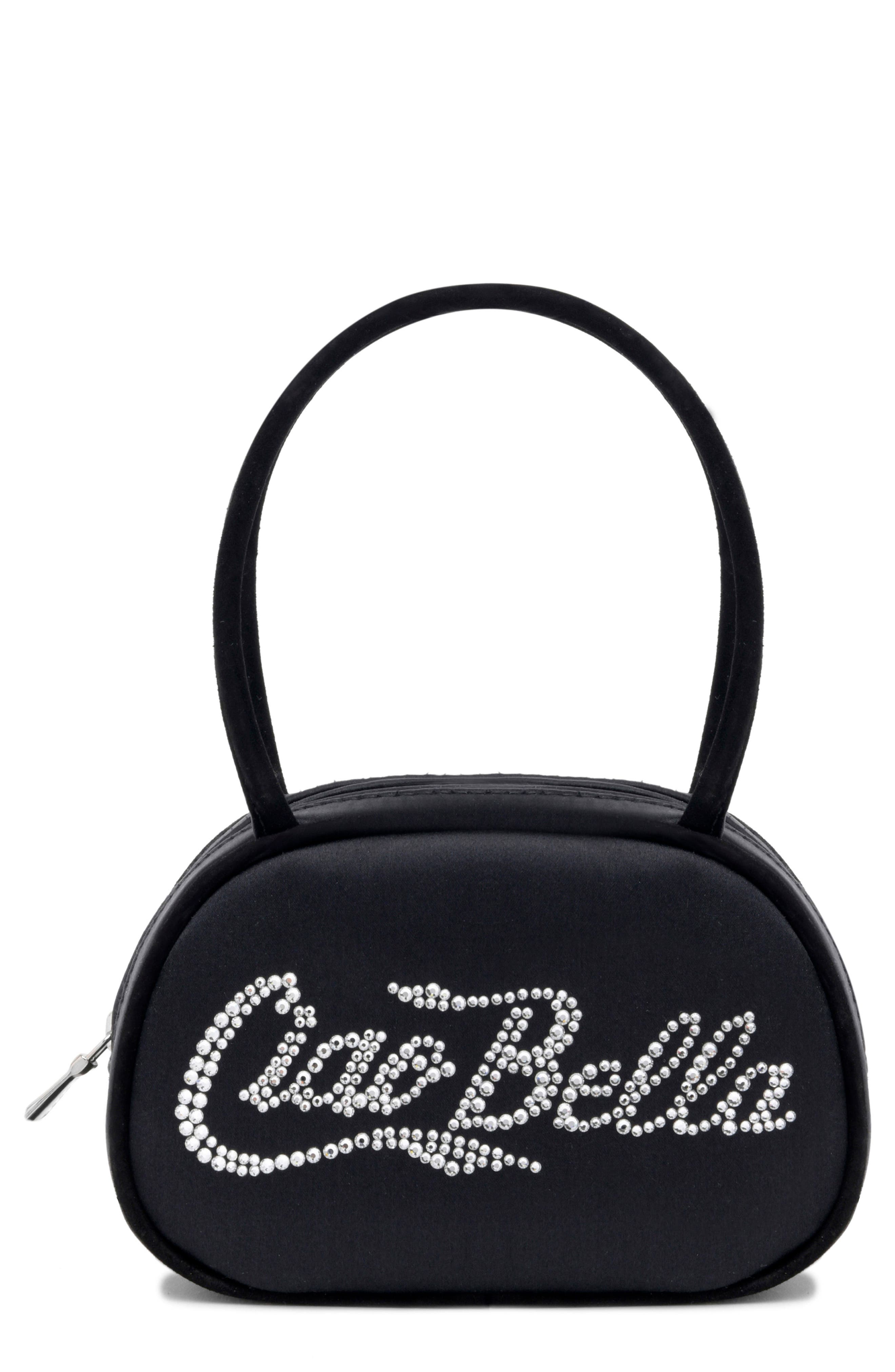 Amina Muaddi Ciao Bella Crystal Embellished Top Handle Bag, Main, color, 