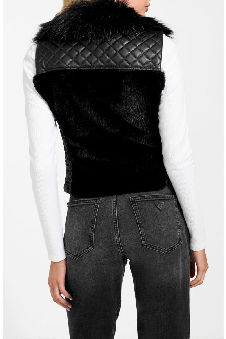 Amari Mixed Media Faux Fur Vest, Alternate, color, DARK