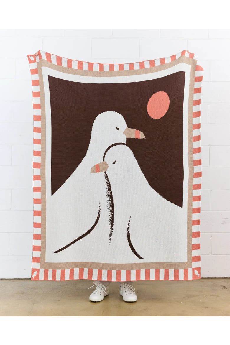 Lovebirds Knit Throw Blanket, Alternate, color, Dusk