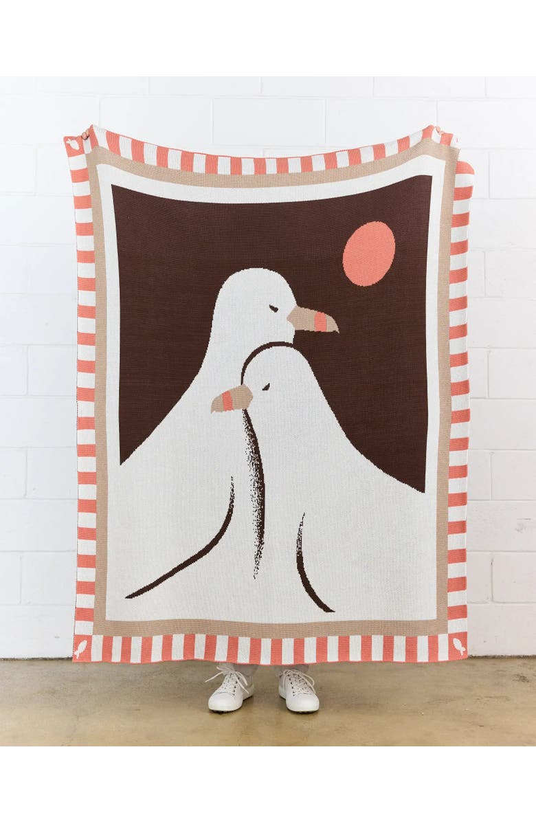 Biquette Lovebirds Knit Throw Blanket, Alternate, color, Dusk