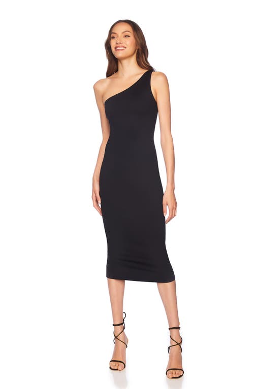 Susana Monaco One-shoulder Body-con Midi Dress In Black
