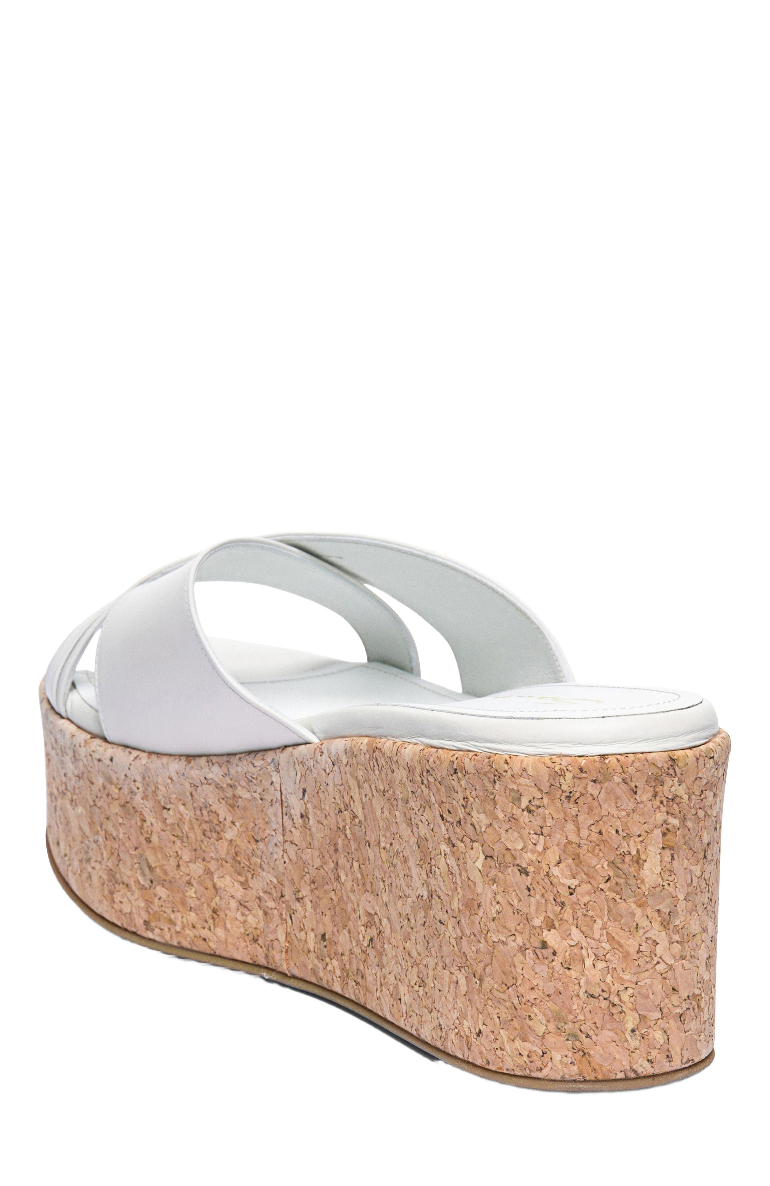 Santoni Women's white leather wedge, Alternate, color, White