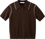 MANGO Contrast Tipped Polo Sweater