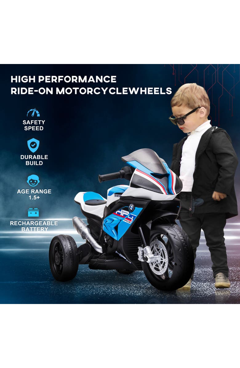 Aosom Licensed BMW HP4 Kids Electric Motorcycle, 3-Wheel, 6V, Music, Alternate, color, Blue