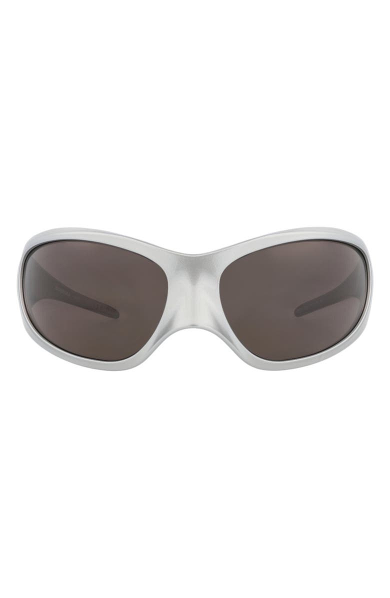 Balenciaga 80mm Wraparound Sunglasses, Main, color, Silver Silver Grey