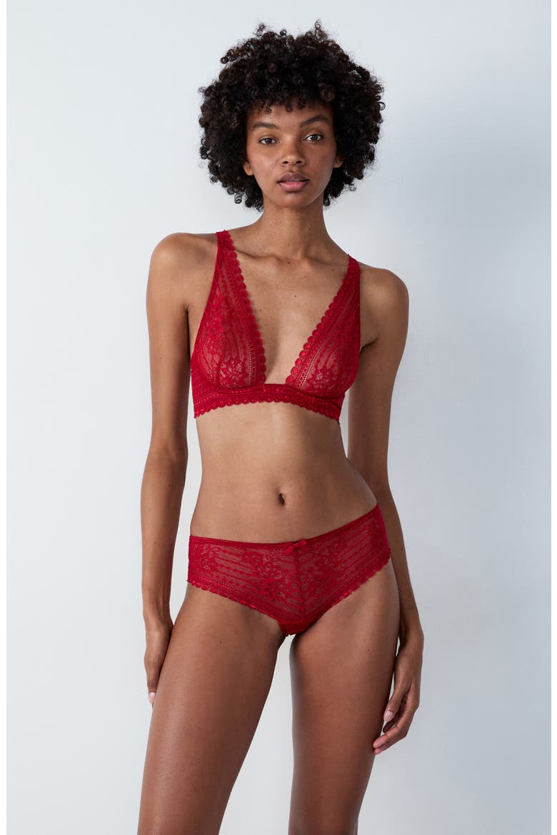 Panama Sheer Lace Contour Bra, Alternate, color, CARDINAL