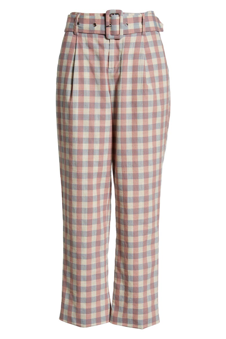 Gingham Check Belted Trousers, Alternate, color, MULTI
