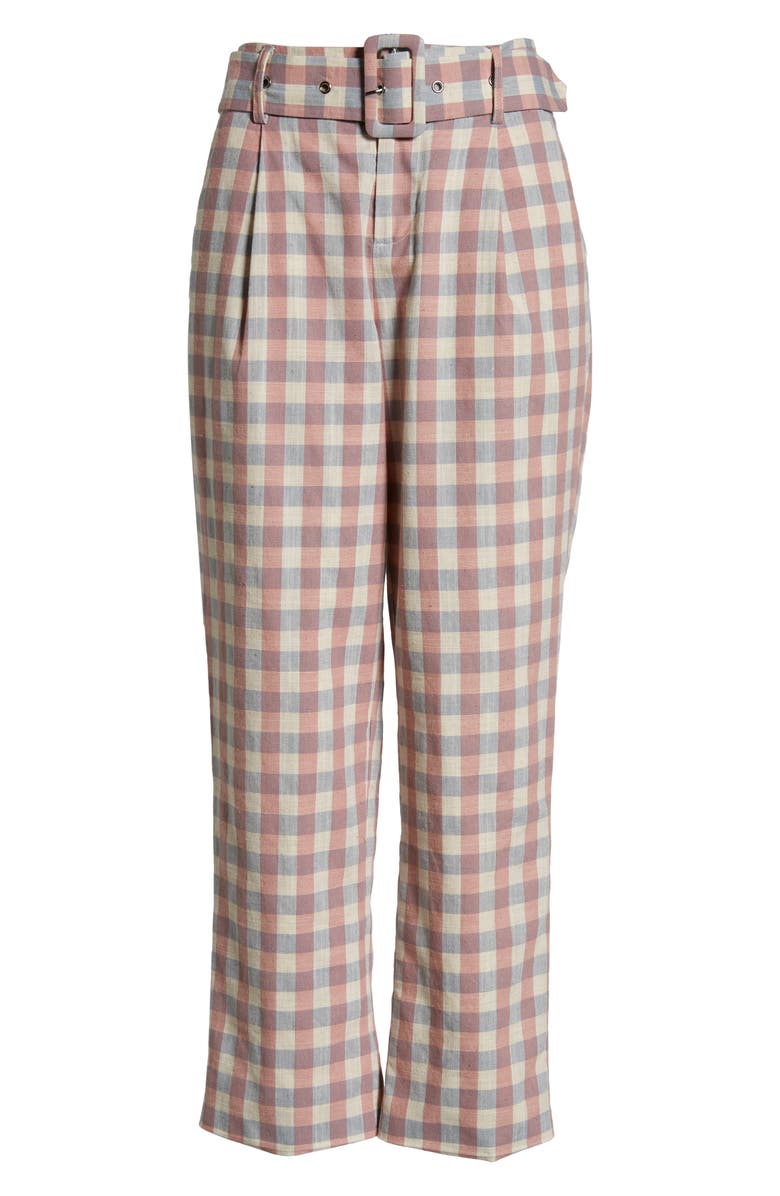 English Factory Gingham Check Belted Trousers, Alternate, color,