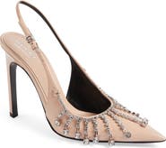 Gucci Guinevere Crystal Chain Pointe Toe Slingback Pump