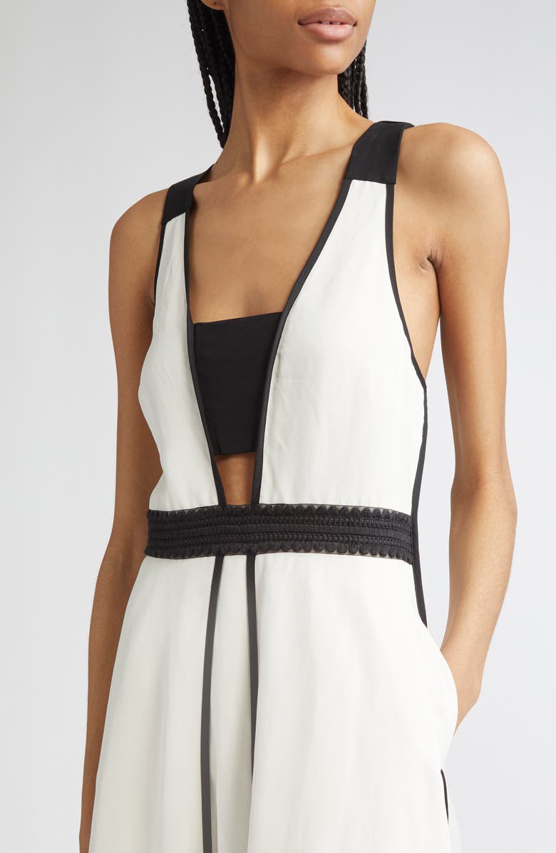 Reiss Valencia Contrast Sleeveless Midi Dress, Alternate, color, 