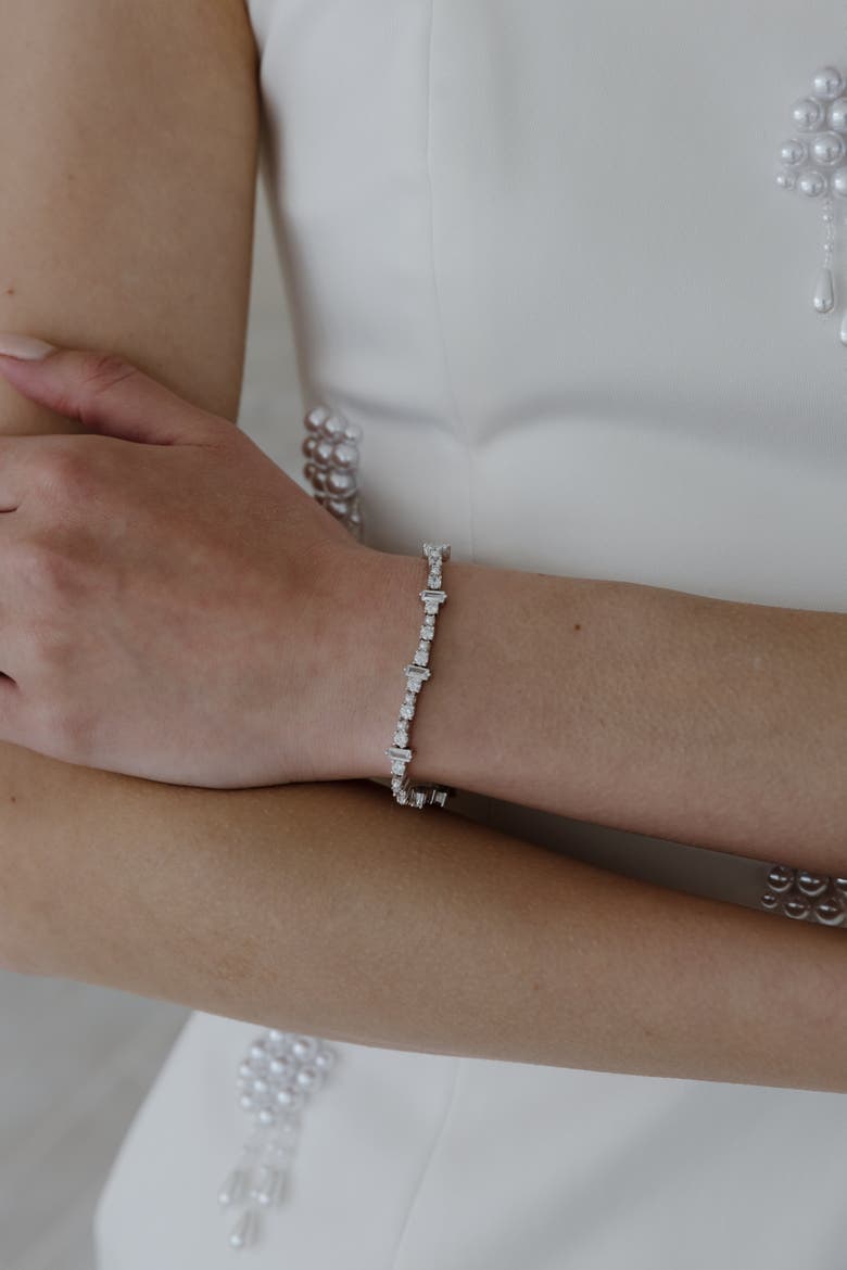 Monroe Crystal Bracelet, Alternate, color, Metallic Silver