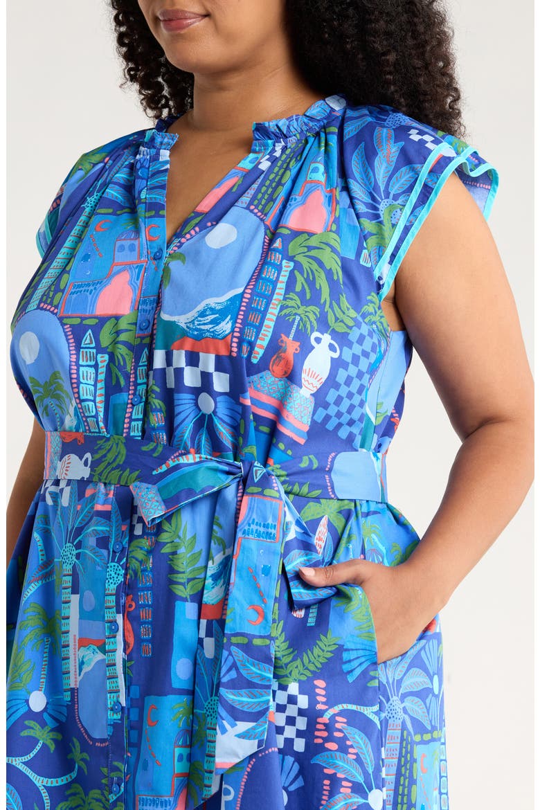 Punta Alta Olera Ruffle Shirtdress, Alternate, color, COBALT-COMBO