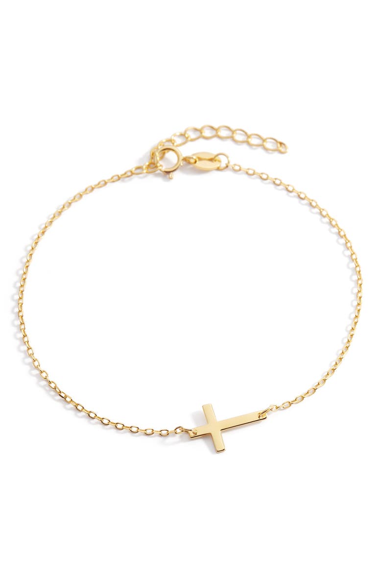 Cross Charm Bracelet, Alternate, color, 18k Gold Over Sterling Silver