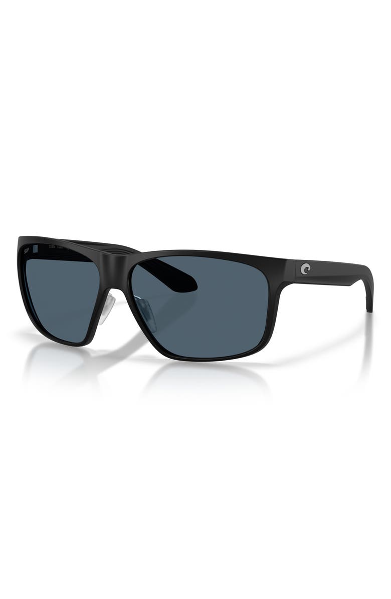Costa Del Mar Trades 60mm Polarized Square Sunglasses, Alternate, color, Matte Black / Gray 580P