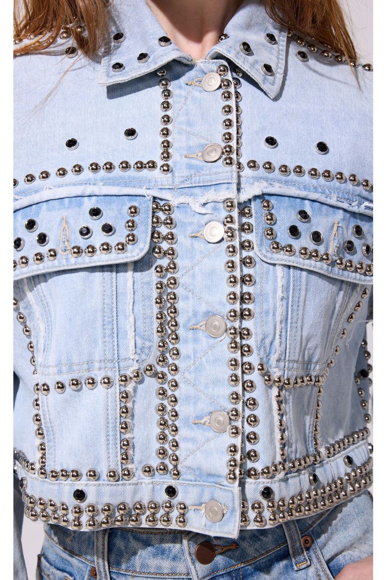 Jazella Embellished Denim Jacket, Alternate, color, DENIM