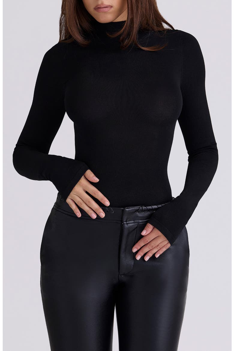 Eliena Long Sleeve Bodysuit, Main, color, BLACK