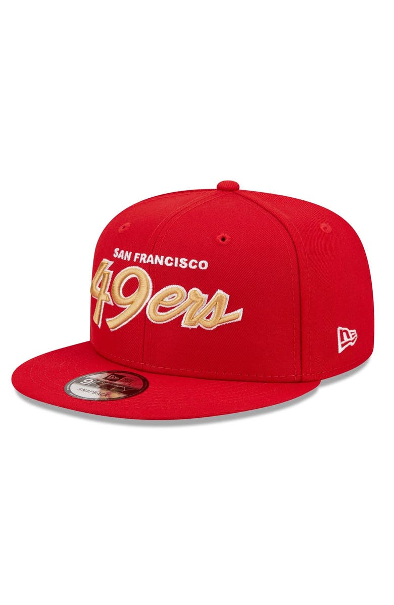New Era Men's New Era Scarlet San Francisco 49ers Script 9FIFTY Snapback Hat, Alternate, color,