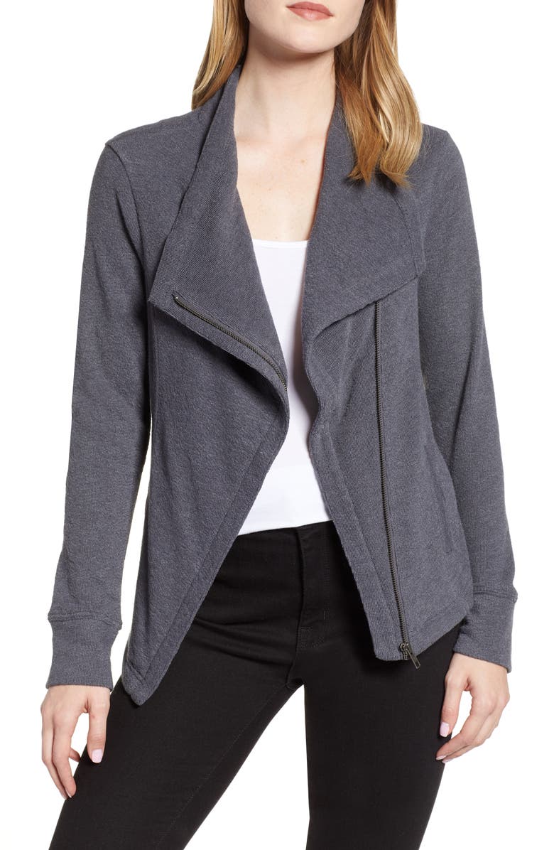 Caslon<sup>®</sup> Knit Moto Jacket, Main, color, 