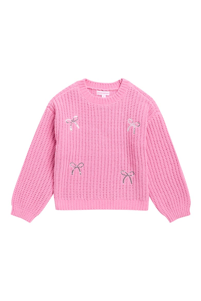 Kids' Sequin Bow Sweater, Main, color, PINK DIAMOND