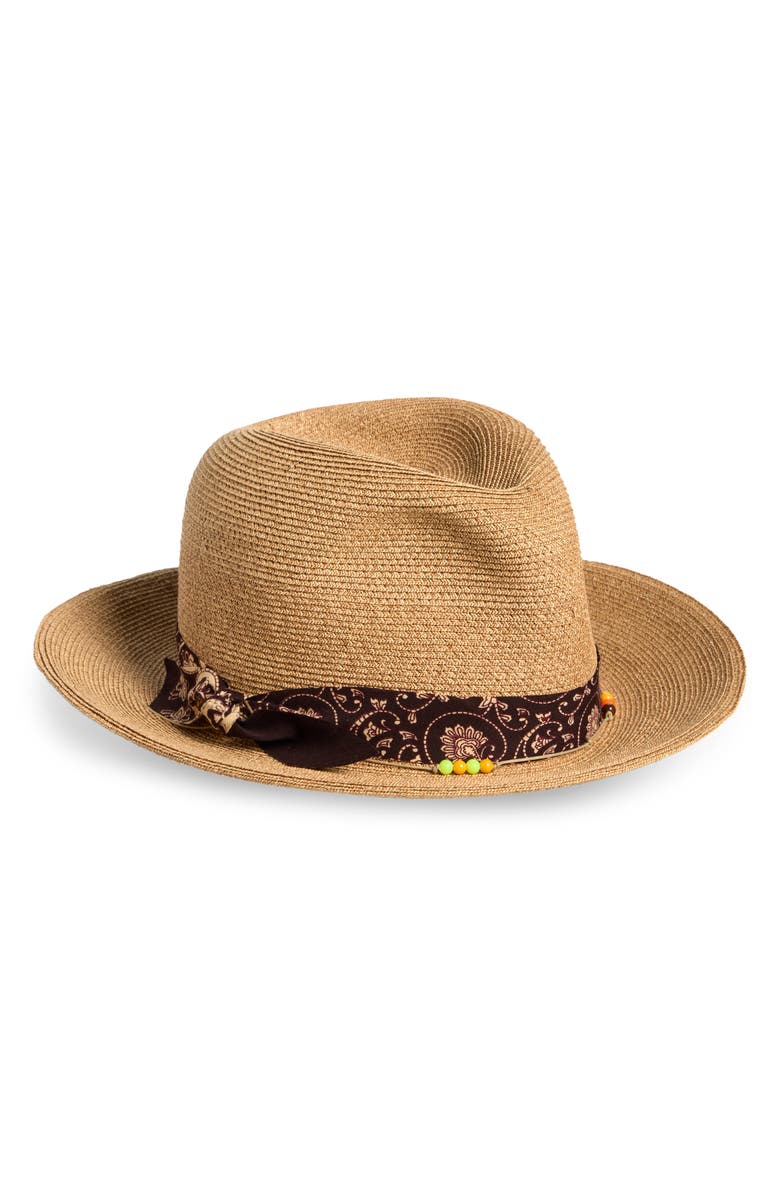 Albertus Swanepoel Kariba Beaded Straw Fedora, Main, color, 