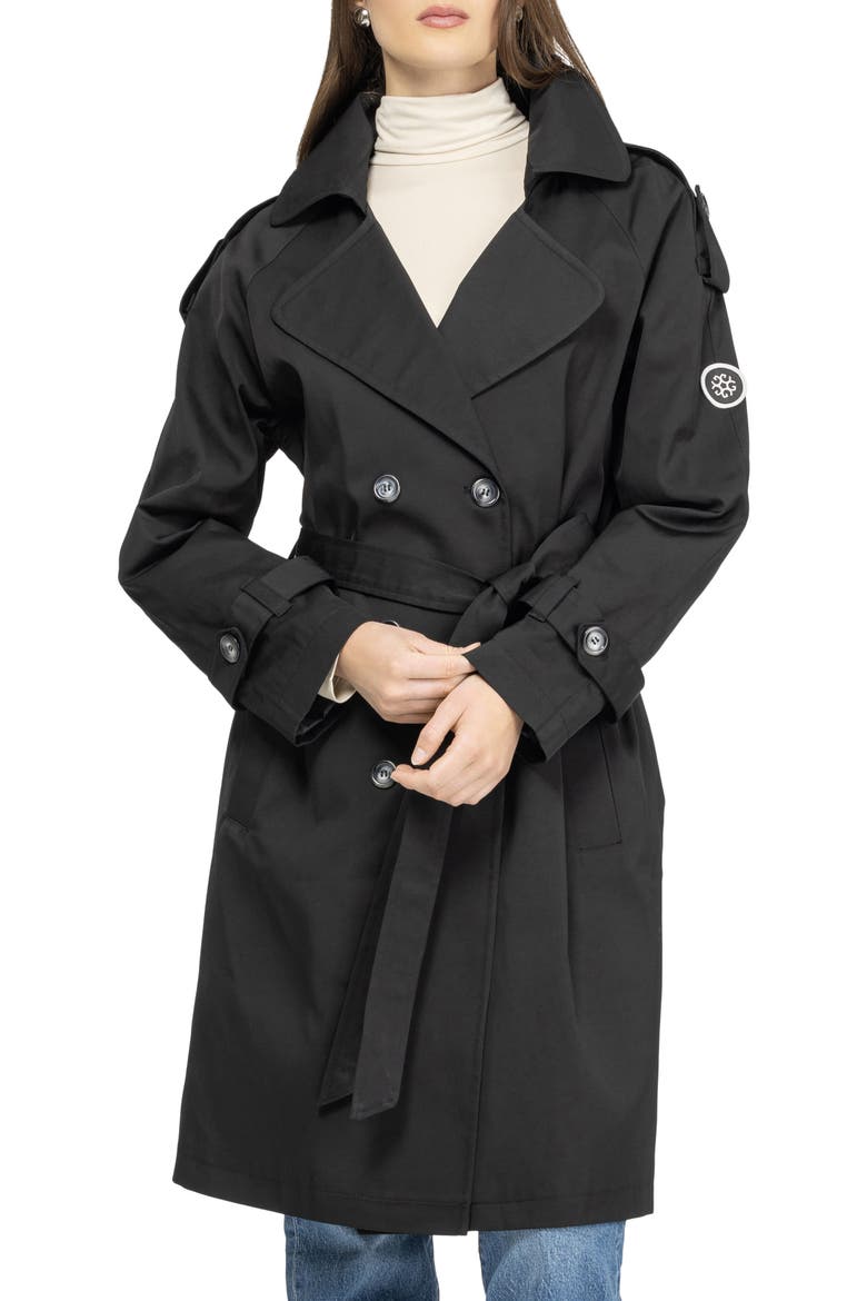 Lightweight Belted Trench Coat, Alternate, color, BLACK
