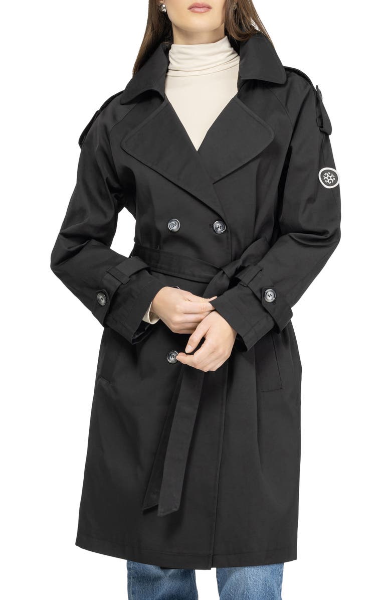 GORSKI Lightweight Belted Trench Coat, Alternate, color, Black