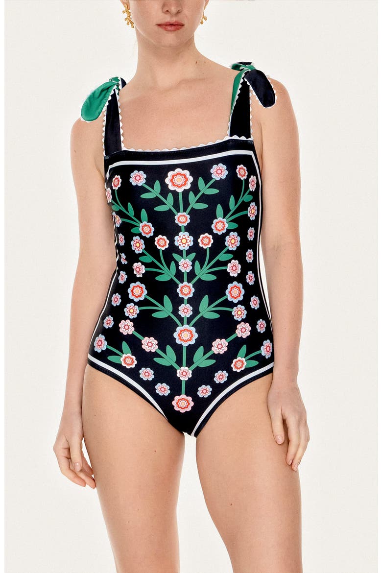 Midnight Bloom Reversible One-Piece Swimsuit, Main, color, Black