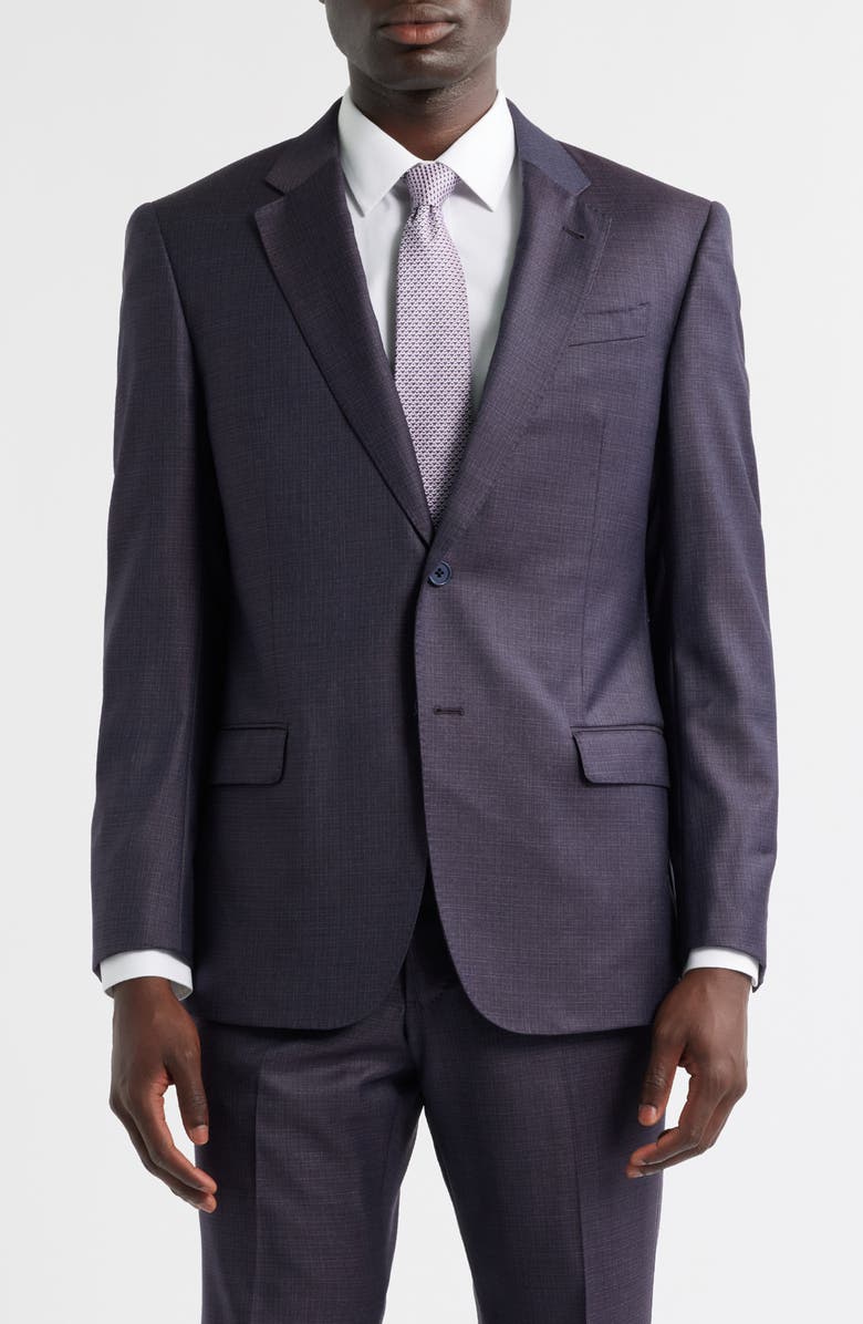 Emporio Armani Dark Purple Melange Wool Suit, Alternate, color, Purple