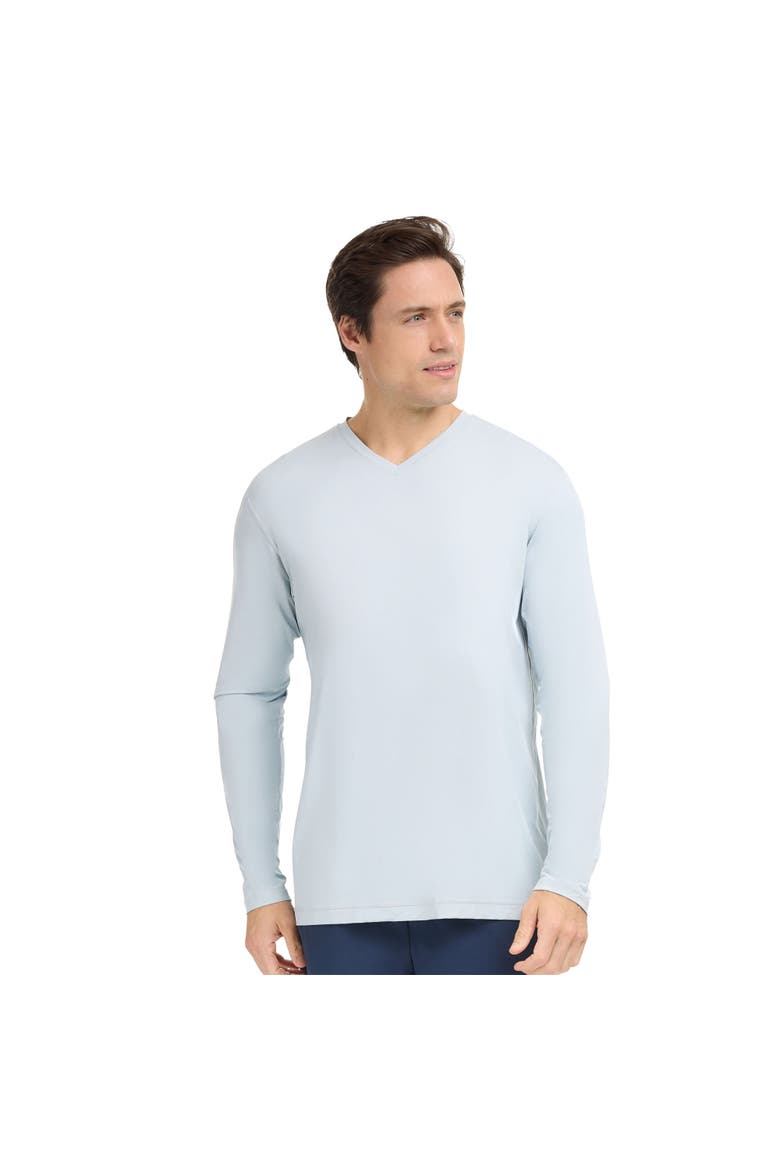 Men's Performance V-Neck Long Sleeve Shirt with Sun and UV Protection, Main, color, Soft Gray